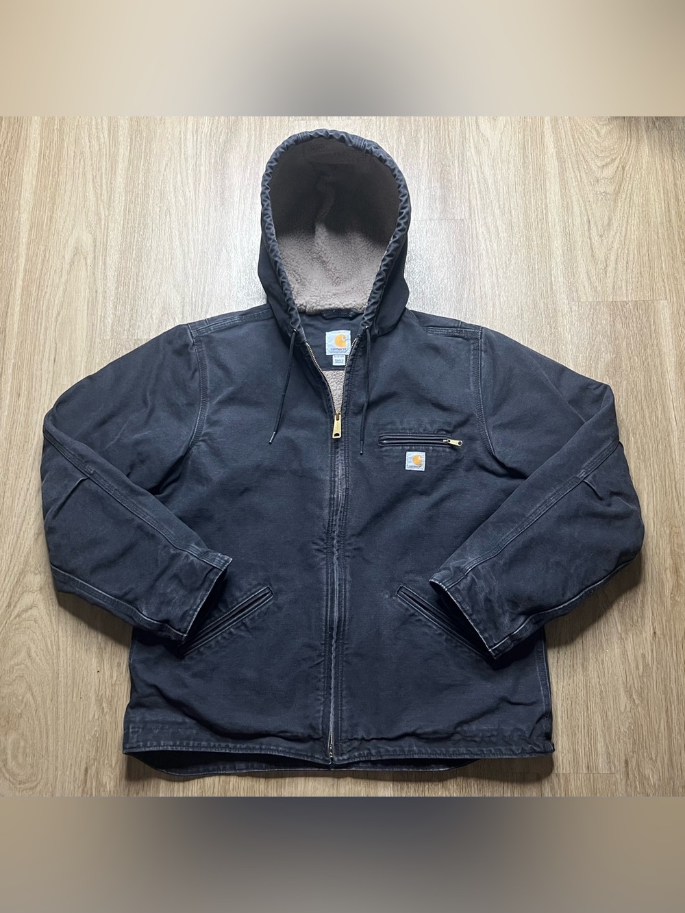 Carhartt Washed Duck Sherpa Jacket Black Sz L (12/14) (can fit women’s M to L)